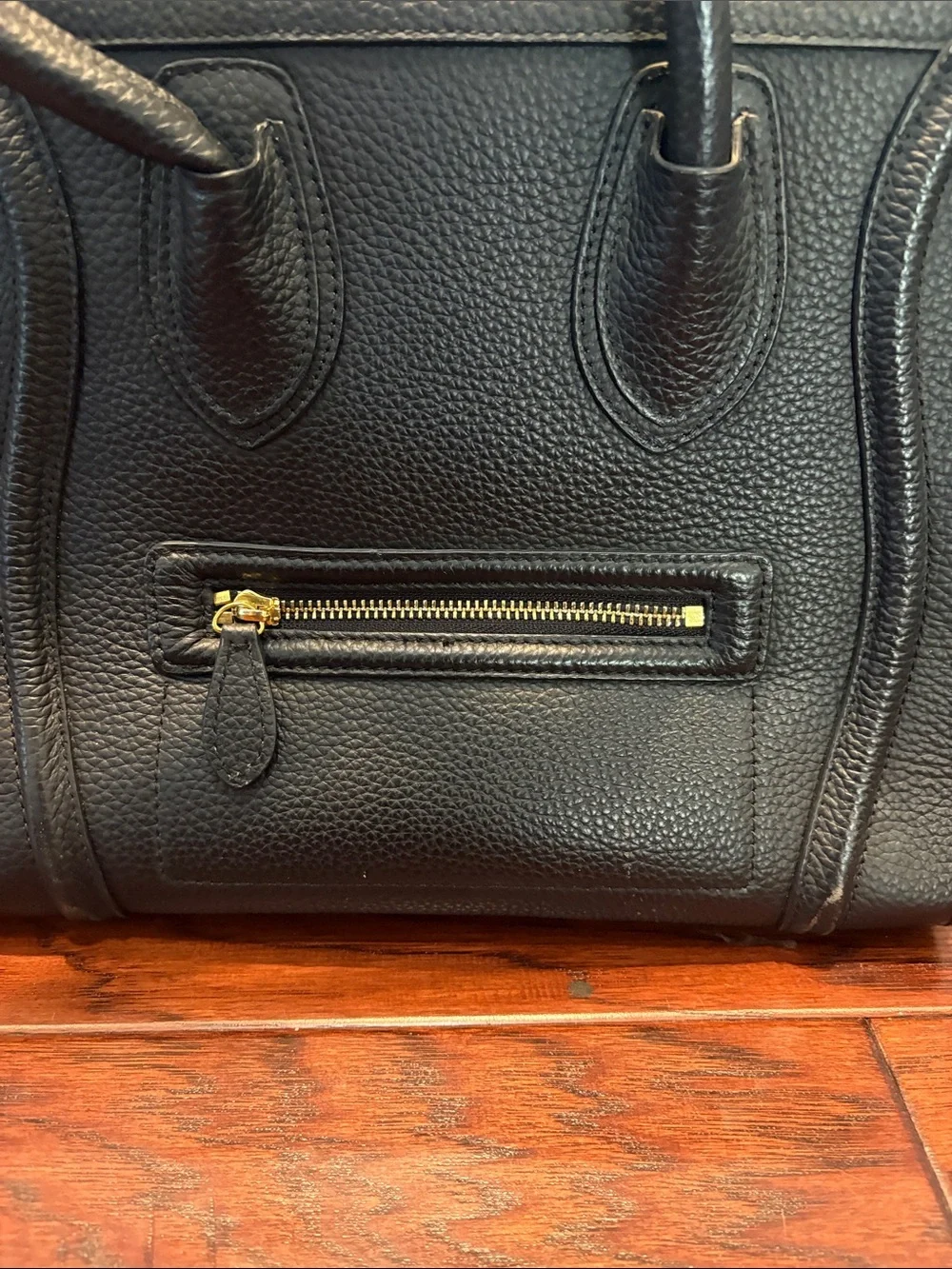 Ainifeel Black Leather Structured Tote Bag - Picture 3 of 4